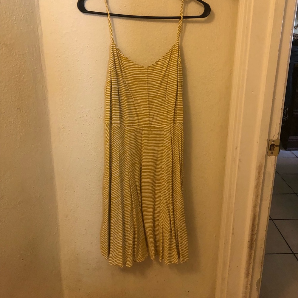 Gold and white striped dress